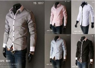 New Mens Fashion Luxury Casual Slim Fit Stylish Dress Shirts 5 Colors