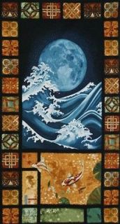 Traditions 9 Wave Koi Parchment Asian Robert Kaufman Fabric Panel