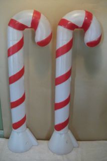 Vtg 2 Red/White TPI Candy Cane Xmas Blow Mold Lighted Yard Decor 40
