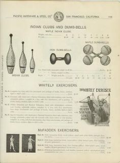 Page Ad Whitely Exerciser Indian Clubs Dumb Bells Boxing Gloves 1902
