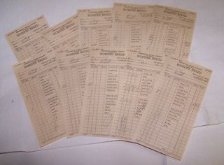 10 WONDER BREAD Invoices Indianapolis 1966 Continental Baking Co