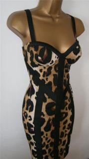 Kardashian Kollection Leopard Bodycon Corset Evening Party DRESS UK 12