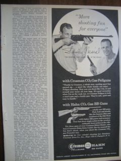 Stan Musial Crosman Hahn BB Guns Vintage Ad 8 x 10  1950s Ad 1/2 pge