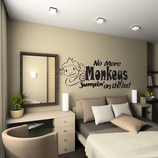 Monkeys Jumping On Bed Kids Bedroom Wall Art Sticker Nursery Quote