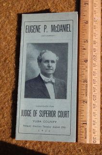 1914 Marysville California Yuba County Judge Election Booklet NO