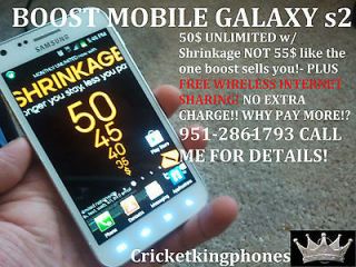 BOOST MOBILE GALAXY S2 ROOTED WIFIHOT SPOT 50$/SHRIN KAGE (NOT 55