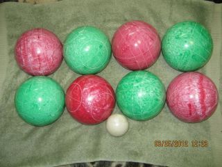 Franklin Bocce Set 8 Balls w Jack/Cue Ball Pink Green Swirl Colors