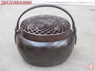 Small chinese traditional Red bronze charcoal fire Warm hand stove