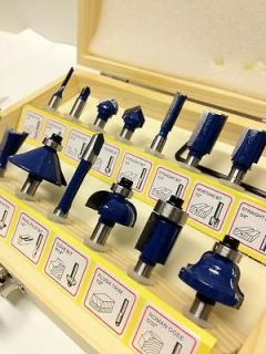 PROFESSIONAL 15pc 1/4 CARBIDE ROUTER BIT SET Woodworking Millwork