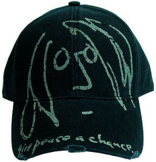 John Lennon Give Peace A Chance Portrait Logo Black Baseball Cap Hat
