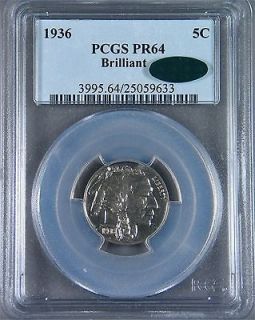1936 Buffalo Nickel PCGS PR64 Brilliant CAC Approved