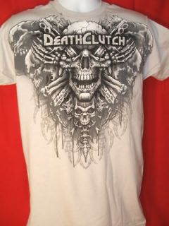 Death Clutch Skeleton Collar Silver UFC T shirt NEW MMA
