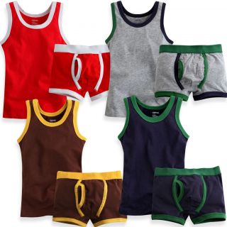 Baby Toddler Boy Underwear Undershirt Boxer Brief set Dark 4 Color