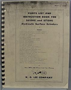 KO Lee S618HG/S718HG Hyd. Surface Grinder Manual