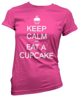 and Eat a Cupcake Cup Cake Womens Bubblegum Pink Girls T Shirt Top NEW