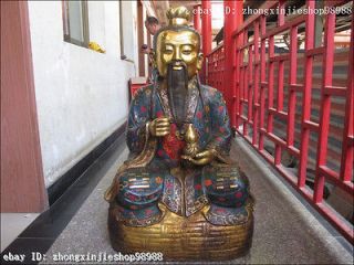 Bronze Gilt Cloisonne Taoism Founder Tai Shang Lao Jun Buddha Statue