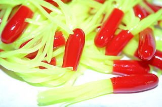 GLOW RED AND CHARTRUESE BREAM PERCH crappie tubes / grub / jig 1 1/2in