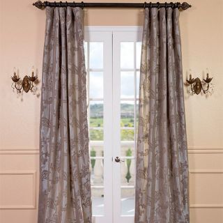 Priscilla Taupe Pewter Faux Silk Curtain Panel