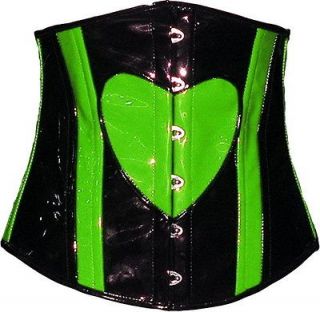 uv neon green black heart shape under bust corset basque steel plus