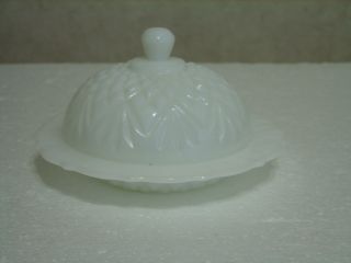 MILK GLASS CHEESE BALL/BUTTER DISH WITH DOME LID
