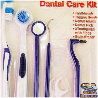 8pcs Oral Dental Care Tool Kit Teeth Tongue Brush Stain Tooth Picks