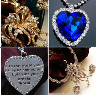 Ocean Necklace Earring Locket Crystal Diamante Bridal Jewellery Set