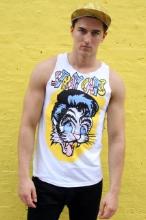 STRAY CATS MUSCLE VEST T SHIRT ROCKABILLY AWESOME HAPPY SHACK CAMDEN