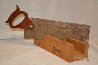 Vintage buck Bros. wood Miter Box w/ saw Bakelight ? Celuiod handle
