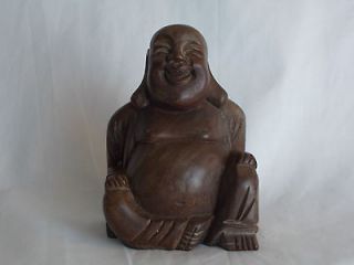 Vintage Paul Marshall Wood Carved Laughing Buddha statue