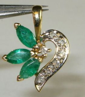 Pretty .50ctw Natural Colombian Emerald & Diamond 10k Yel Gold Heart