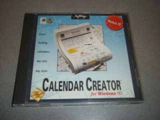 Calendar Creator Deluxe from Broderbund for Windows 95 98 NT4 USED VG