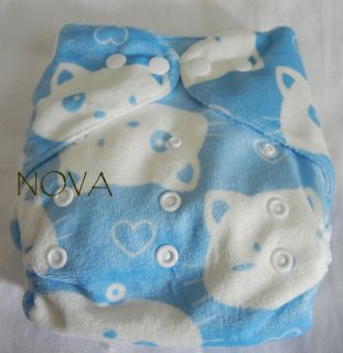 Soft adorable cat blue Baby Re usable cloth diaper nappy +one insert