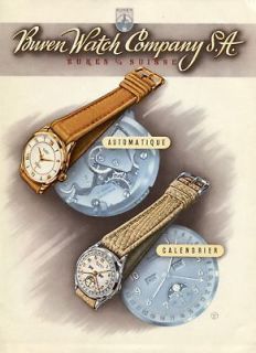 1950 Buren Watch Company Switzerland Vintage 1950 Swiss Ad Suisse