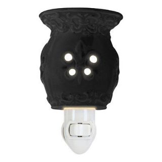 De Lis Black Plug In Scented Oil Tart Burner/Warmer Night Light Lamp