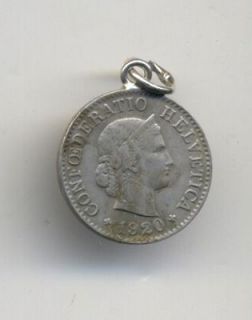 Vintage 1920 COIN charm from SWITZERLAND CONFOEDERATIO HELVETICA
