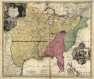 1763 LARGE PORTUGUESE MAP LOUISIANA PURCHASE & FLORIDA