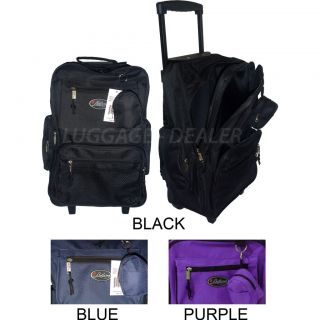 19 Wheel Back Pack Rolling Luggage School Book Bag Travel BLACK BLUE