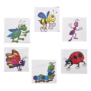 12 BUGS & INSECTS Temporary Tattoos Kids Birthday Party Goody Bag