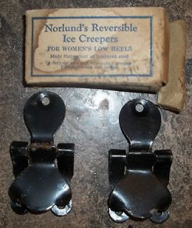 VINTAGE NORLUNDS REVERSIBLE ICE CREEPERS FOR WOMENS LOW HEELS W/ BOX