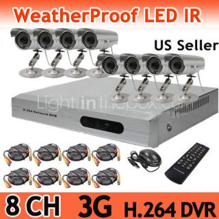 8CH Channel CCTV DVR Home Garden Security System 8 Outdoor Cameras Kit