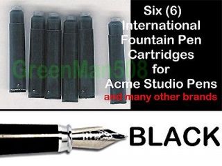 BLACK   Fountain Pen Ink Cartridges   Acme   Kaweco   International