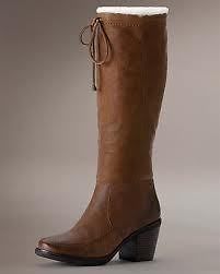 FRYE MELISSA CAMILLA LACE TALL TAN LEATHER SHEARLING BOOTS 6