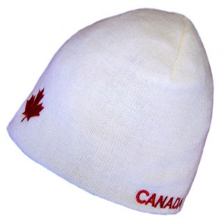 Canada Toque Beanie White Red Maple Leaf Logo Winter Hat