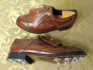 . NOS DEXTER Solid Leather Golf Shoes Mens size 10 D Metal Spikes USA
