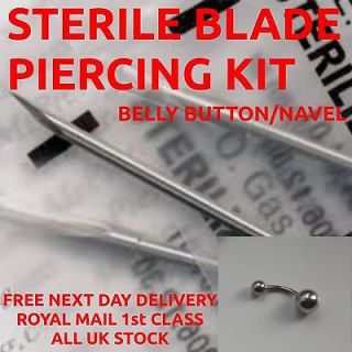 PRO STERILE *CANNULA Needle Piercing Kit*  Choose Piercing/Jewel lery