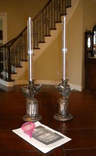 Charming Floral Tin Candleholders with Refillable Glass Candlesticks