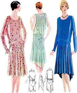Ladies Dress with Shoulder Drape Sewing Pattern   Flapper  Gatsby
