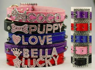 Personalized Dog Puppy Collars Customized Snakeskin XS S M L Free Name