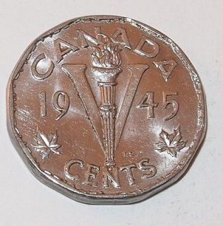 1945 Canada Canadian victory Nickel 5 Five CENT COIN
