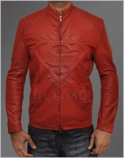 Superman Smallville Black Leather Sheepskin Jacket   Embossed Superman